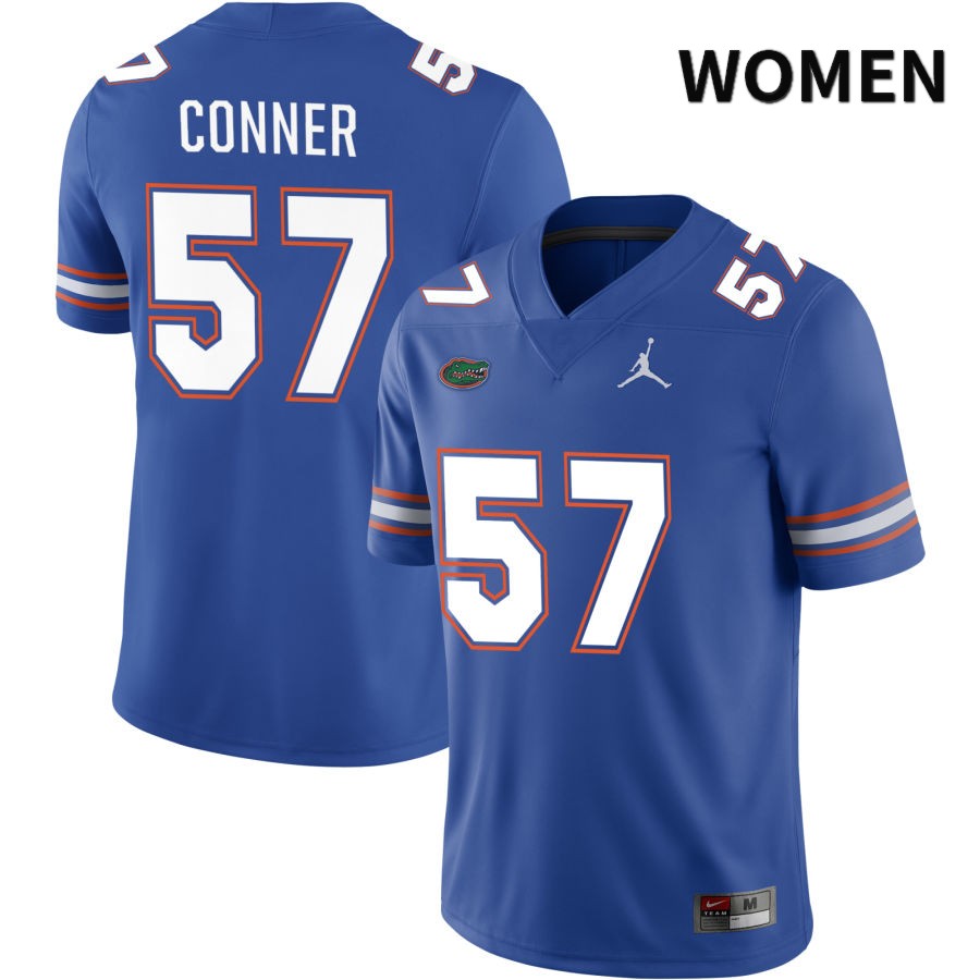 NCAA Florida Gators David Conner Women's #57 Jordan Brand Royal 2022 NIL Stitched Authentic College Football Jersey VRR2764BP
